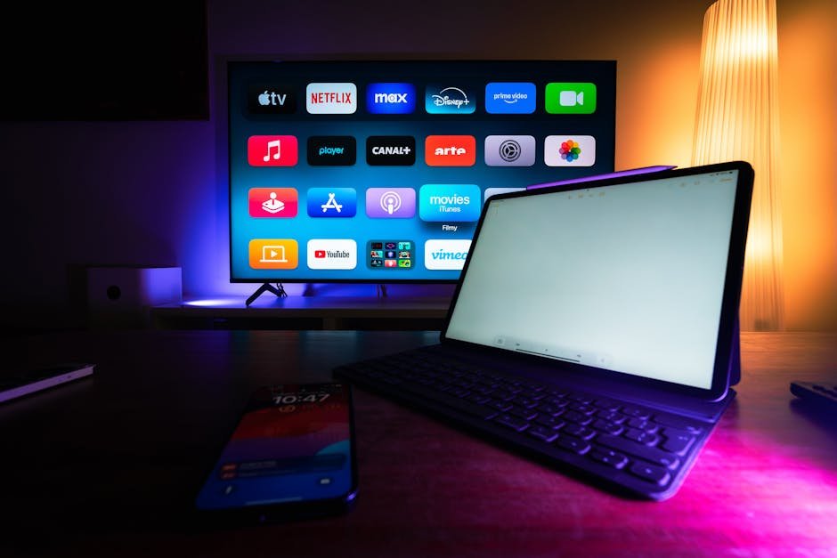 Multiple devices running Smarters Player Lite including smartphone tablet and TV showcasing cross-platform compatibility