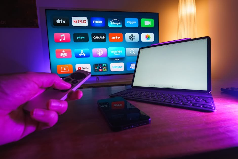 Samsung TV screen mirroring smartphone running IPTV Smarters Pro application